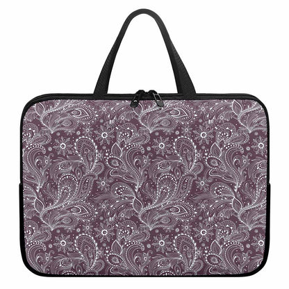 Umber Floral Bohemian Pattern Print Laptop Sleeve With Handle