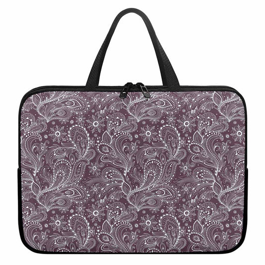 Umber Floral Bohemian Pattern Print Laptop Sleeve With Handle