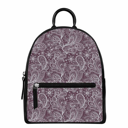 Umber Floral Bohemian Pattern Print Leather Backpack