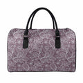 Umber Floral Bohemian Pattern Print Leather Duffel Bag