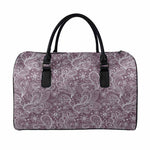 Umber Floral Bohemian Pattern Print Leather Duffle Bag