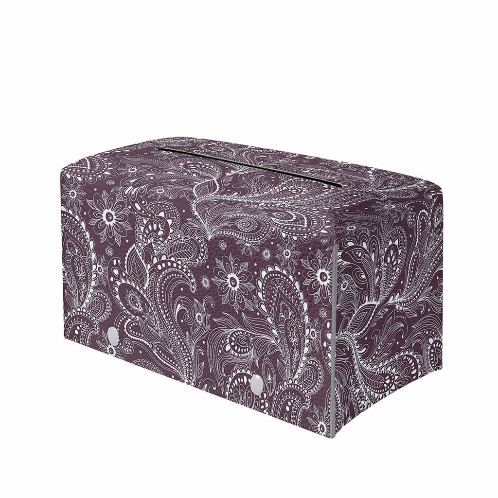 Umber Floral Bohemian Pattern Print Leather Tissue Box Cover