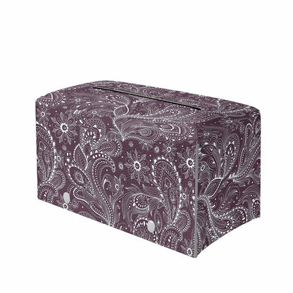Umber Floral Bohemian Pattern Print Leather Tissue Box Cover
