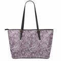 Umber Floral Bohemian Pattern Print Leather Tote Bag With Zipper