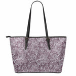 Umber Floral Bohemian Pattern Print Leather Tote Bag