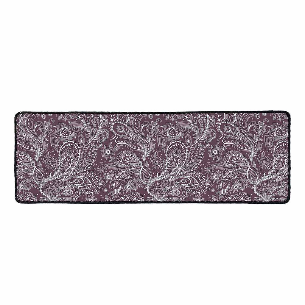 Umber Floral Bohemian Pattern Print Long Kitchen Mat