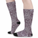 Umber Floral Bohemian Pattern Print Long Socks
