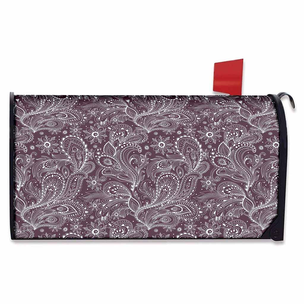 Umber Floral Bohemian Pattern Print Mailbox Cover