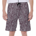 Umber Floral Bohemian Pattern Print Men's Beach Shorts