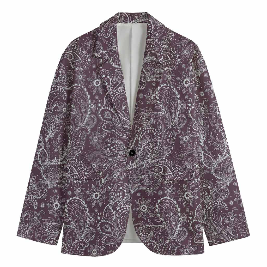 Umber Floral Bohemian Pattern Print Men's Blazer