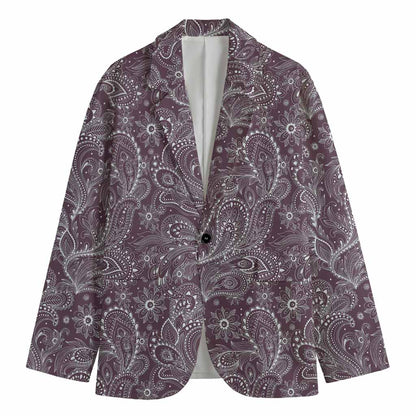 Umber Floral Bohemian Pattern Print Men's Blazer
