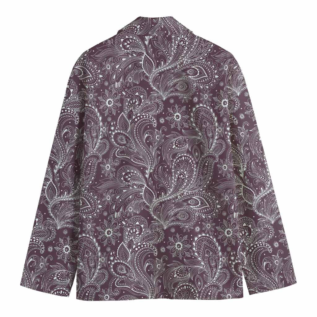 Umber Floral Bohemian Pattern Print Men's Blazer