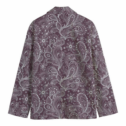 Umber Floral Bohemian Pattern Print Men's Blazer