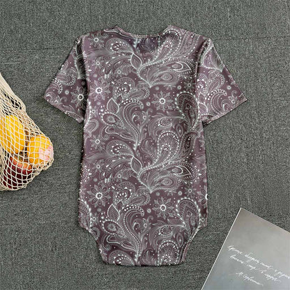 Umber Floral Bohemian Pattern Print Men's Bodysuit