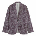 Umber Floral Bohemian Pattern Print Men's Cotton Blazer