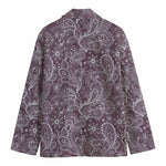 Umber Floral Bohemian Pattern Print Men's Cotton Blazer