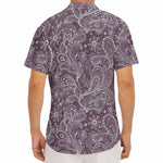 Umber Floral Bohemian Pattern Print Men's Deep V-Neck Shirt