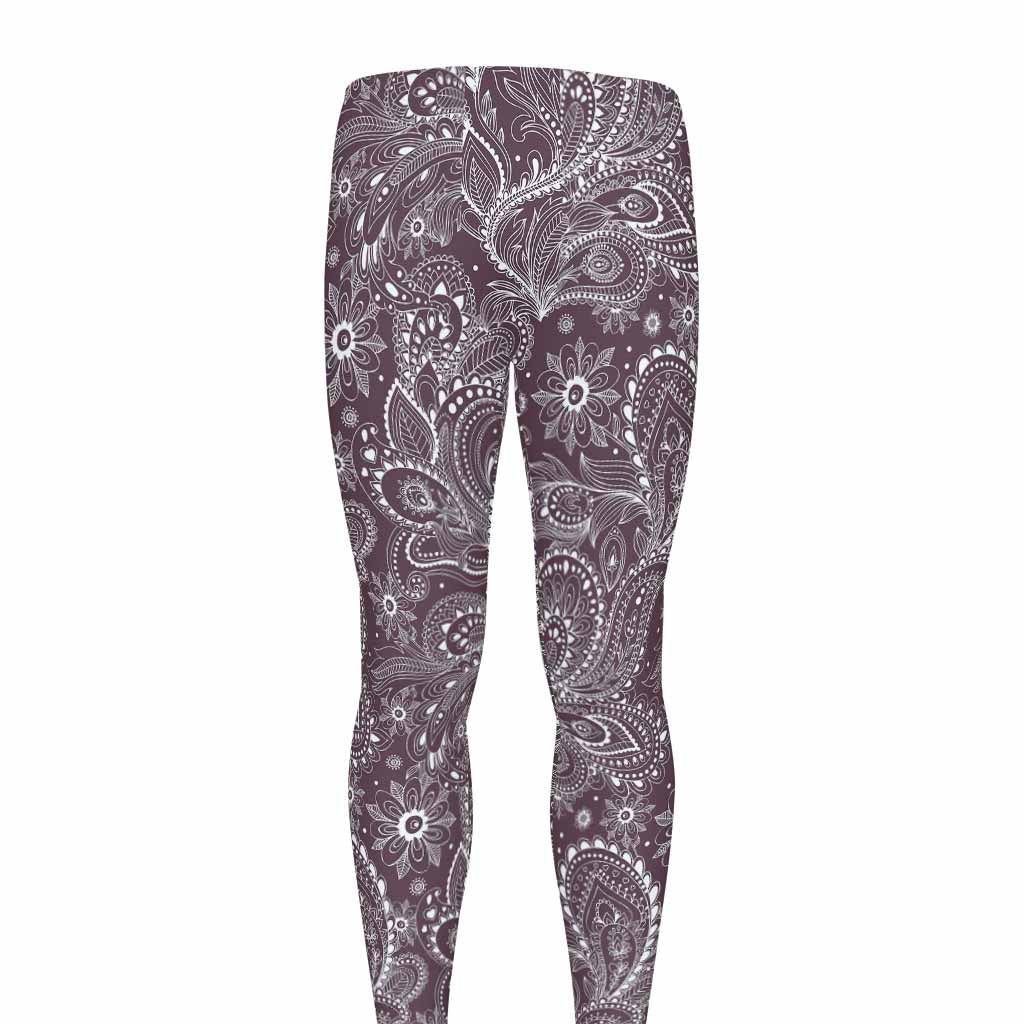Umber Floral Bohemian Pattern Print Men's leggings