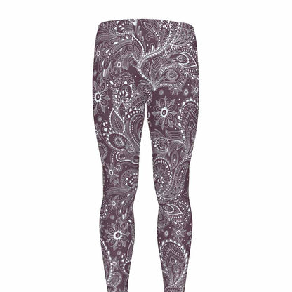 Umber Floral Bohemian Pattern Print Men's leggings