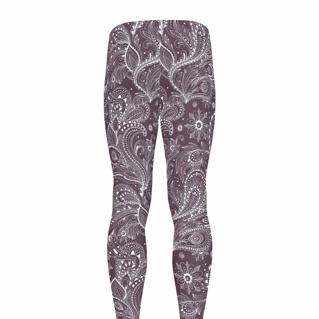 Umber Floral Bohemian Pattern Print Men's leggings