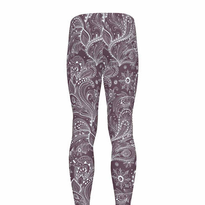 Umber Floral Bohemian Pattern Print Men's leggings