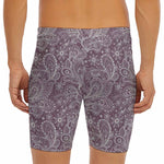Umber Floral Bohemian Pattern Print Men's Long Boxer Briefs