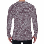 Umber Floral Bohemian Pattern Print Men's Long Sleeve T-Shirt