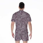 Umber Floral Bohemian Pattern Print Men's Rompers
