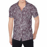Umber Floral Bohemian Pattern Print Men's Shirt