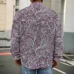 Umber Floral Bohemian Pattern Print Men's Shirt Jacket