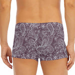 Umber Floral Bohemian Pattern Print Men's Short Boxer Briefs