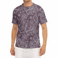 Umber Floral Bohemian Pattern Print Men's Short Sleeve Rash Guard