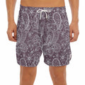 Umber Floral Bohemian Pattern Print Men's Split Running Shorts