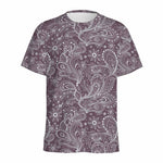 Umber Floral Bohemian Pattern Print Men's Sports T-Shirt