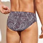 Umber Floral Bohemian Pattern Print Men's Swim Briefs