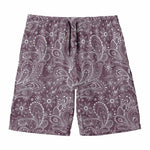 Umber Floral Bohemian Pattern Print Men's Swim Trunks