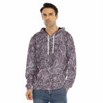 Umber Floral Bohemian Pattern Print Men's Velvet Pullover Hoodie