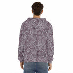 Umber Floral Bohemian Pattern Print Men's Velvet Pullover Hoodie