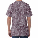 Umber Floral Bohemian Pattern Print Men's Velvet T-Shirt