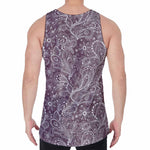 Umber Floral Bohemian Pattern Print Men's Velvet Tank Top