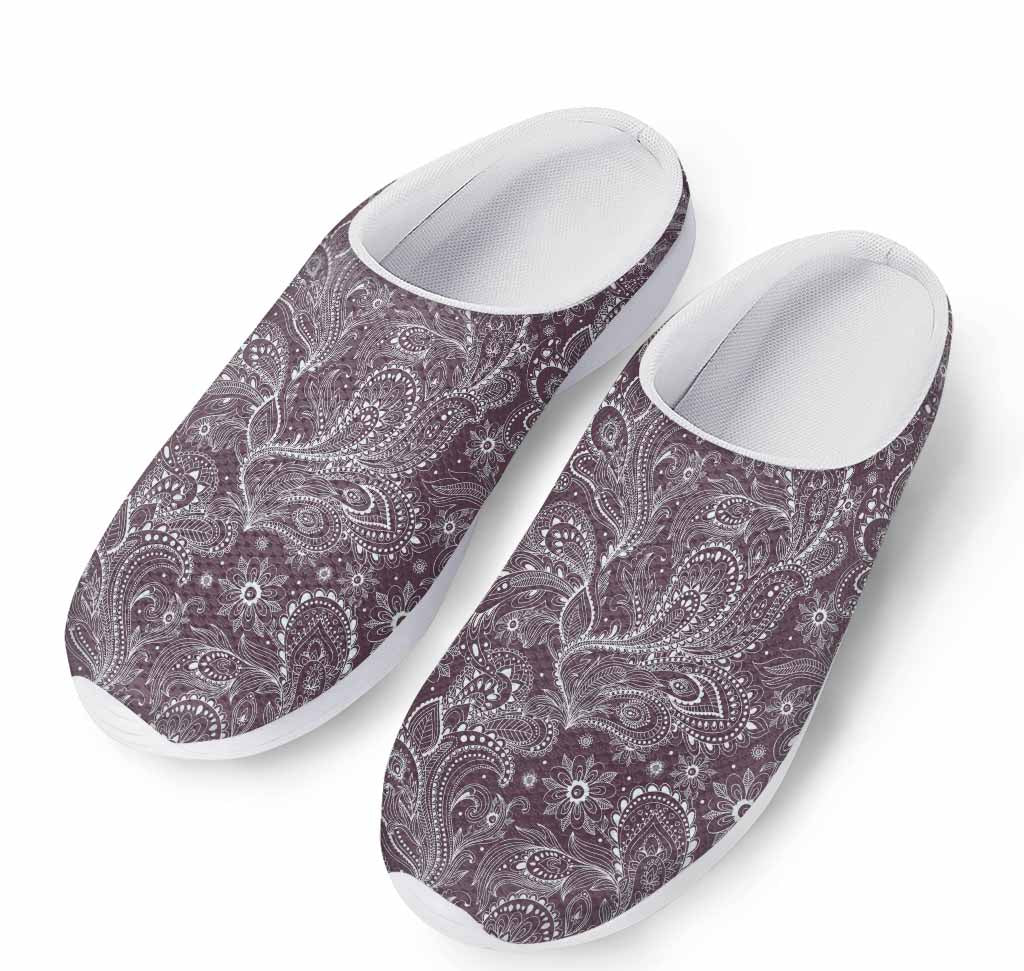 Umber Floral Bohemian Pattern Print Mesh Casual Shoes