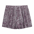 Umber Floral Bohemian Pattern Print Mesh Shorts