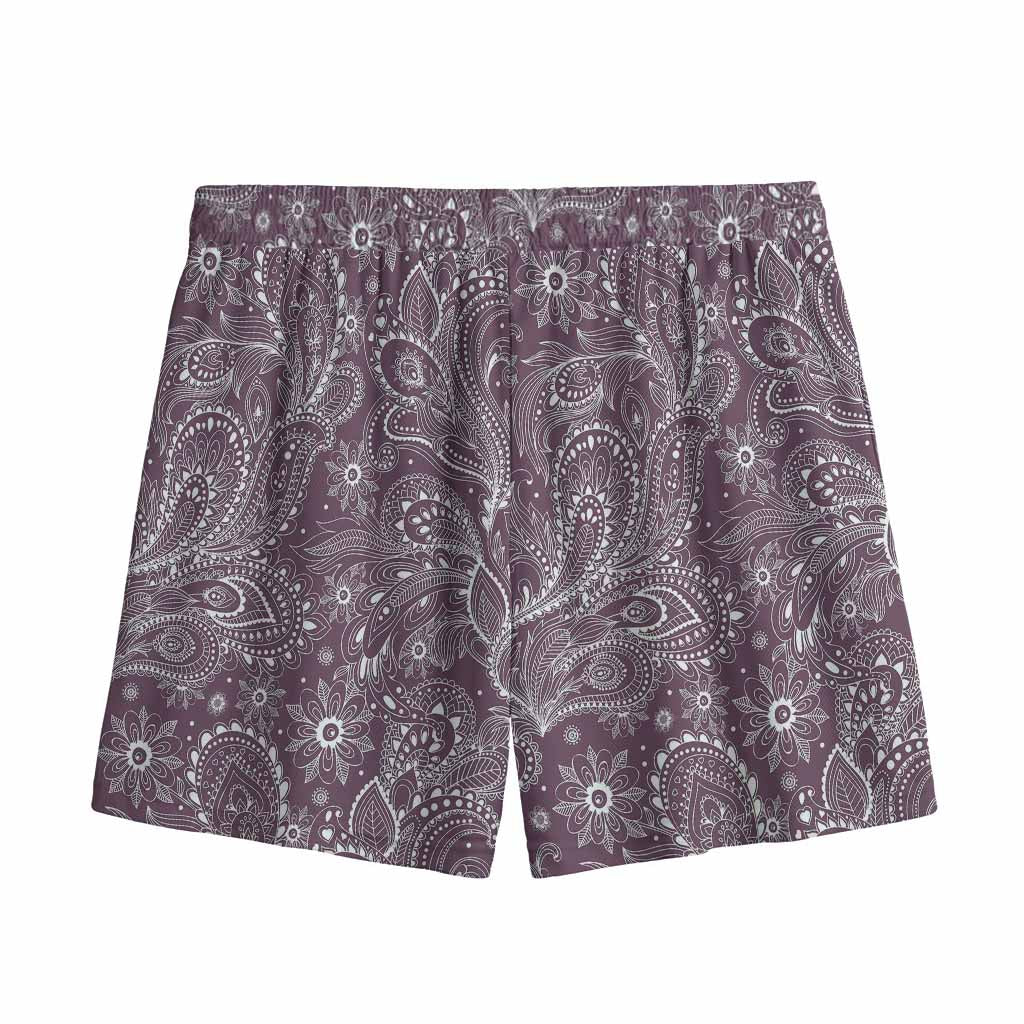 Umber Floral Bohemian Pattern Print Mesh Shorts