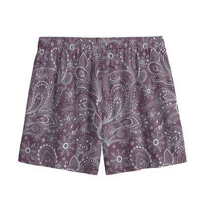 Umber Floral Bohemian Pattern Print Mesh Shorts