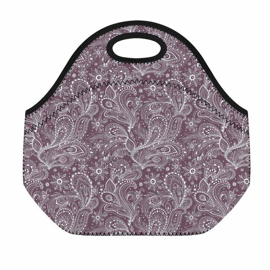 Umber Floral Bohemian Pattern Print Neoprene Lunch Bag