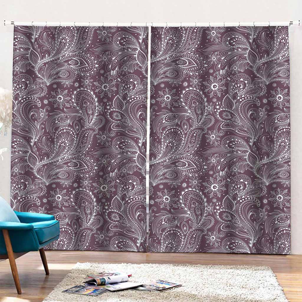 Umber Floral Bohemian Pattern Print Pencil Pleat Curtains