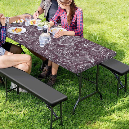 Umber Floral Bohemian Pattern Print Picnic Table Cover