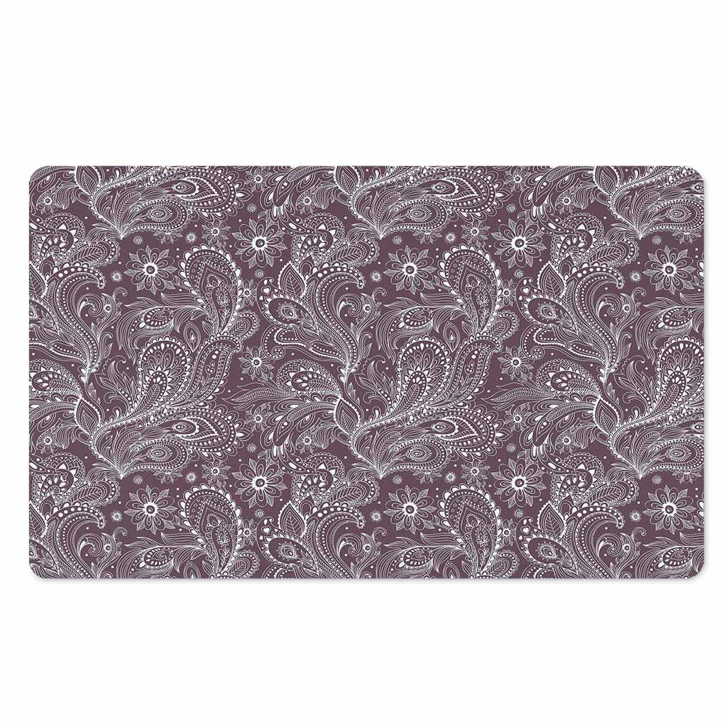 Umber Floral Bohemian Pattern Print Polyester Doormat