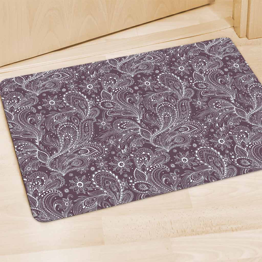 Umber Floral Bohemian Pattern Print Polyester Doormat