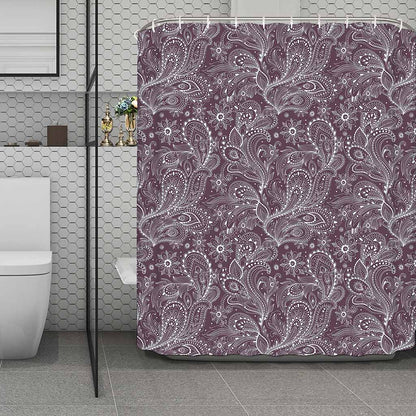 Umber Floral Bohemian Pattern Print Polyester Shower Curtain